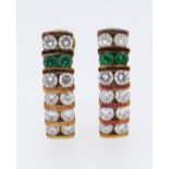 PAIR OF 18CT GOLD DIAMOND & EMERALD EARRINGS, 7.2gms overall. Condition Report: appear in good