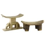 TWO WEST AFRICAN STOOLS, comprising Ashanti elephant stool, Ghana, 53cms and a Lobi stool, Burkina