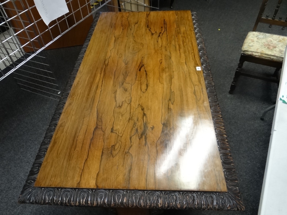 FINE GEORGE IV GILLOWS-STYLE ROSEWOOD CARVED LIBRARY TABLE, bold foliate carved and ebonised edge - Image 23 of 34