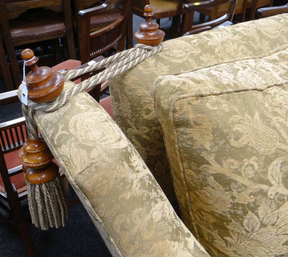 MODERN VICTORIAN-STYLE KNOWLE SOFA with oak turned finials and tassels - Image 3 of 4