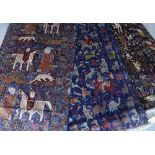 THREE BALOUCH PICTORIAL RUGS depicting various animals and figures, approx. 200 x 110cms (3)