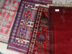 ASSORTED ORIENTAL SMALL TRIBAL RUGS including Afghan pictorial rug, Soumak, Afghan prayer rug and