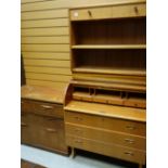 MID-CENTURY TEAK FURNITURE comprising four-drawer chest, bookcase and bureau (3)