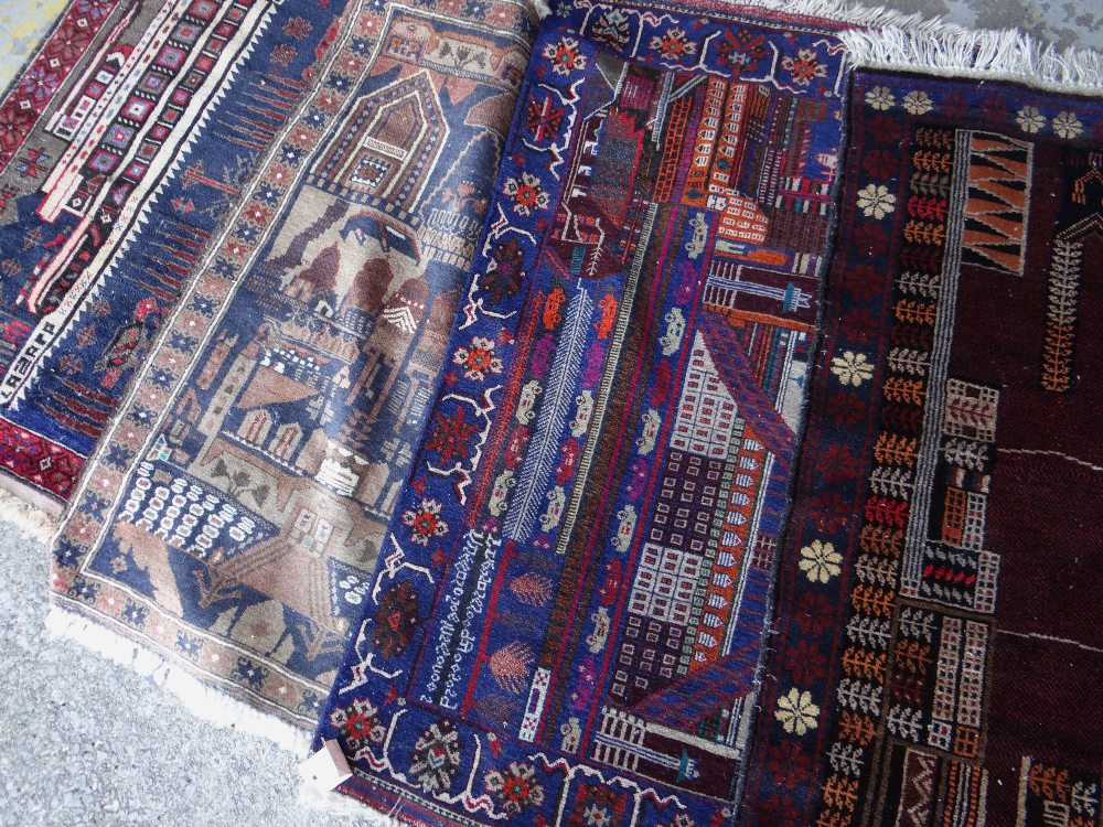 ASSORTED ORIENTAL SMALL TRIBAL RUGS including an Afghan pictorial rug featuring a ferry or liner and