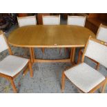 MID-CENTURY DANISH TEAK EXTENDING DINING TABLE BY SKOVBY with two extra leaves, together with set of