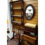 ASSORTED OCCASIONAL FURNITURE including set of hanging shelves, three chairs, cabinet, oval