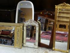 ASSORTED DECORATIVE MIRRORS including Victorian-style gilt wood overmantel (5)