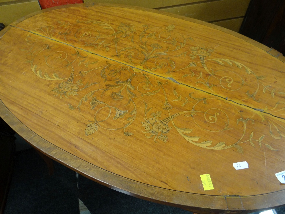 OCCASIONAL FURNITURE including a hardwood and glass topped coffee table, an Edwardian oval satinwood - Image 2 of 2