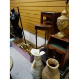 ASSORTED OCCASIONAL FURNITURE & ORNAMENTS including mahogany corner stand, small cabinet, metal tool