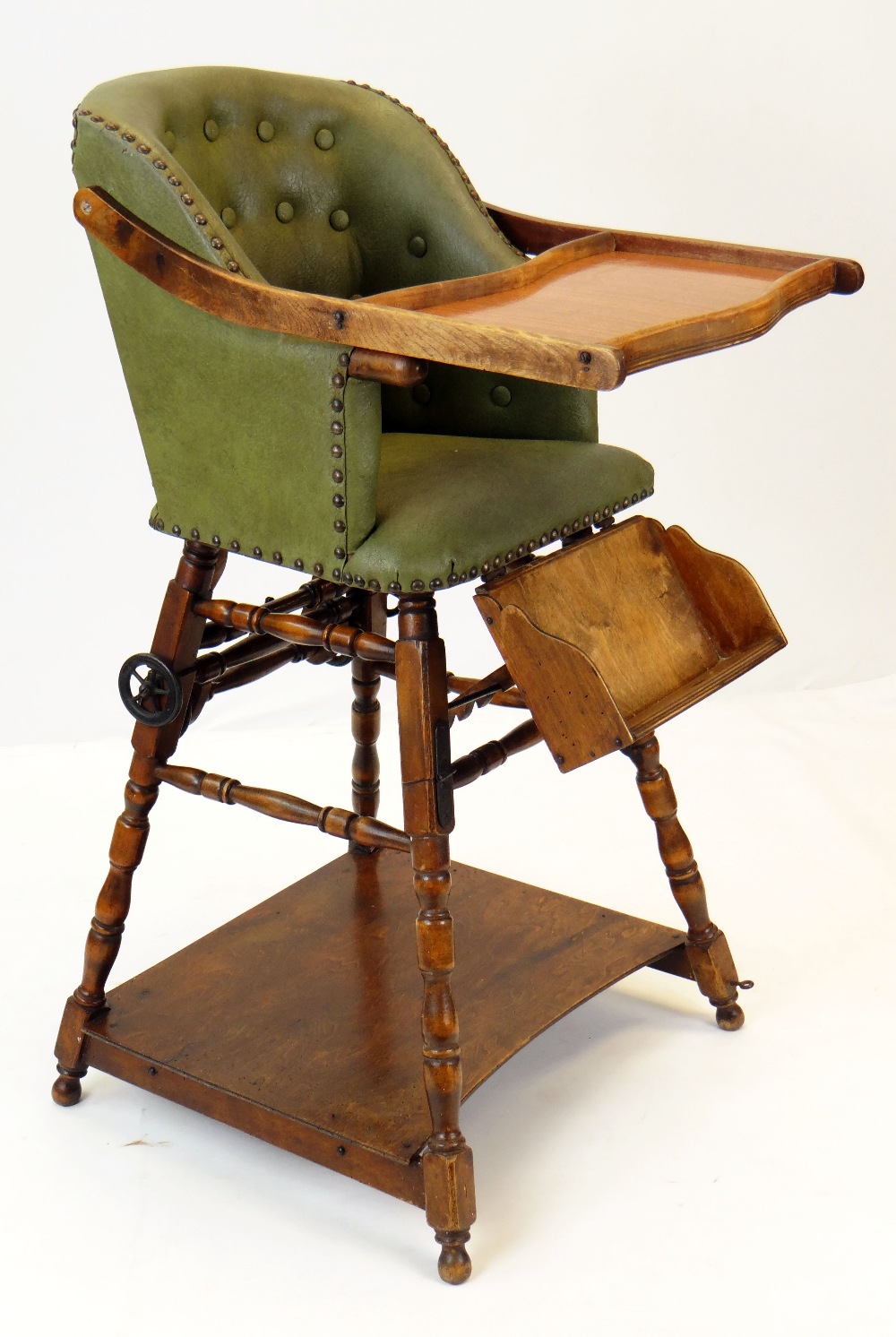 EDWARDIAN STAINED BEECH METAMORPHIC CHILD'S HIGH CHAIR