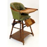 EDWARDIAN STAINED BEECH METAMORPHIC CHILD'S HIGH CHAIR