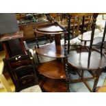 ASSORTED OCCASIONAL FURNITURE including Victorian walnut corner whatnot, Edwardian walnut circular