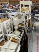 ASSORTED WHITE PAINTED OCCASIONAL FURNITURE comprising ladder back and kitchen chairs, tripod