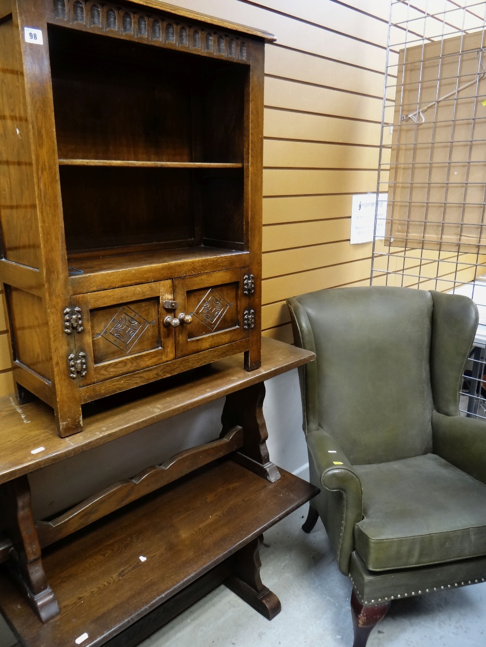 ASSORTED OCCASIONAL FURNITURE including wingback armchair in olive upholstery, two reproduction