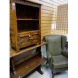 ASSORTED OCCASIONAL FURNITURE including wingback armchair in olive upholstery, two reproduction