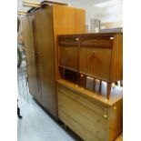 WHITE & NEWTON MID-CENTURY TEAK BEDROOM SUITE comprising wardrobe, pair of bedside cabinets, four-