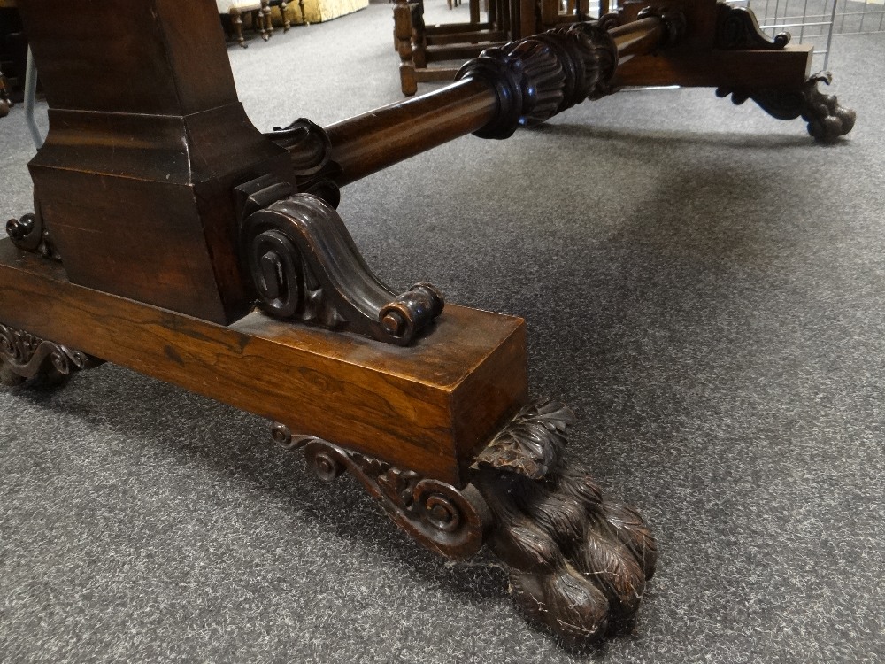 FINE GEORGE IV GILLOWS-STYLE ROSEWOOD CARVED LIBRARY TABLE, bold foliate carved and ebonised edge - Image 25 of 34