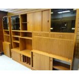 MID-CENTURY DANISH TEAK MODULAR SYSTEM CABINET FURNITURE comprising cupboards, shelves and bureau