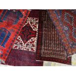 ASSORTED ORIENTAL TRIBAL SMALL RUGS including interesting Afghan 'war' rug featuring helicopters and