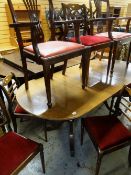 REPRODUCTION GEORGIAN MAHOGANY CROSS BANDED TWIN-PEDESTAL DINING TABLE & EIGHT CHAIRS including a