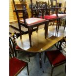 REPRODUCTION GEORGIAN MAHOGANY CROSS BANDED TWIN-PEDESTAL DINING TABLE & EIGHT CHAIRS including a