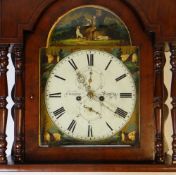 19TH CENTURY MAHOGANY 8-DAY LONGCASE CLOCK painted dial with subsidiary seconds and calendar dial,