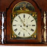 19TH CENTURY MAHOGANY 8-DAY LONGCASE CLOCK painted dial with subsidiary seconds and calendar dial,