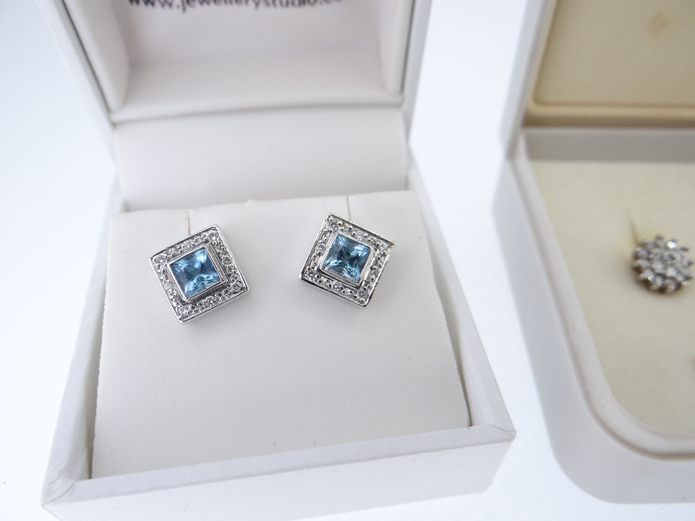 THREE PAIRS OF DIAMOND SET EARRINGS IN BOXES - Image 2 of 5