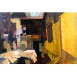 WILLIAM SELWYN mixed media - semi-abstract early period depiction of an industrial scene, possibly