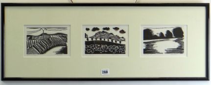 PETER STREVENS three linocuts - entitled 'Marne Suite' on label verso, each signed, titled and dated