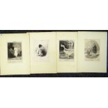 AFTER HONORE DAUMIER (1808-1879) four unframed lithographs - titled 'Silhouettes' and three others