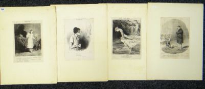 AFTER HONORE DAUMIER (1808-1879) four unframed lithographs - titled 'Silhouettes' and three others