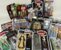 BOX OF TWENTY-FIVE MODERN STAR WARS FIGURES and a single 'Rambo' figure made by Neca (all unopened)