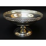 GEORGE V SILVER CIRCULAR PIERCED PEDESTAL BOWL, Birmingham 1923, Mappin & Webb, 9.5 troy.oz