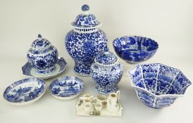 ASSORTED ORIENTAL BLUE & WHITE PORCELAIN and small group of crested china