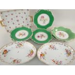 ASSORTED 19TH CENTURY STAFFORDSHIRE BONE CHINA DISHES including four Chamberlain's Worcester green