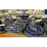 BURLEIGH 'CALICO' BLUE & WHITE PRINTED PART DINNER SERVICE