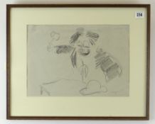 GLYN MORGAN (1926-2015) conte on paper - clown with pipe and hat, signed and dated in pencil '51, 24