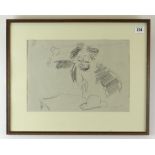 GLYN MORGAN (1926-2015) conte on paper - clown with pipe and hat, signed and dated in pencil '51, 24