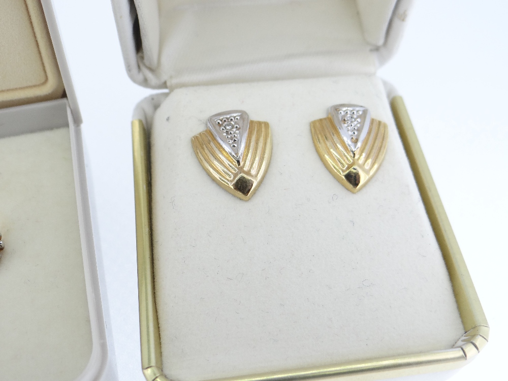 THREE PAIRS OF DIAMOND SET EARRINGS IN BOXES - Image 4 of 5