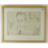 GLYN MORGAN (1926-2015) conte on paper - entitled 'Jeune Poete Americian Qui Pense', signed and