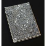 VICTORIAN SILVER CARD CASE BY GEORGE UNITE, Birmingham 1863, carved with foliate scroll work and