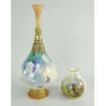 TWO ROYAL WORCESTER PORCELAIN VASES, one shape 2491, painted by James Stinton with a pheasant