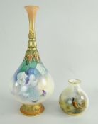 TWO ROYAL WORCESTER PORCELAIN VASES, one shape 2491, painted by James Stinton with a pheasant