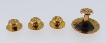 SET OF FOUR, THREE SMALL & ONE LARGER, 10CT GOLD SHIRT & COLLAR STUDS, 3.9gms