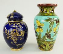 DOULTON LAMBETH FAIENCE BUTTERFLY VASE BY SUSANNA SANDERSON, 11cm, and Royal Crown Derby mazarine