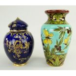 DOULTON LAMBETH FAIENCE BUTTERFLY VASE BY SUSANNA SANDERSON, 11cm, and Royal Crown Derby mazarine