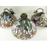 THREE TIFFANY STYLE STAINED GLASS CEILING LAMPSHADES, all approx. 40cms diam. (3)