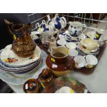ASSORTED VICTORIAN CHINA including Gaudy Welsh part-tea service, blue and white printed platter,