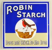 REPRODUCTION ENAMEL 'ROBIN STARCH' ADVERTISING SIGN, 44.5 x 44.5cms